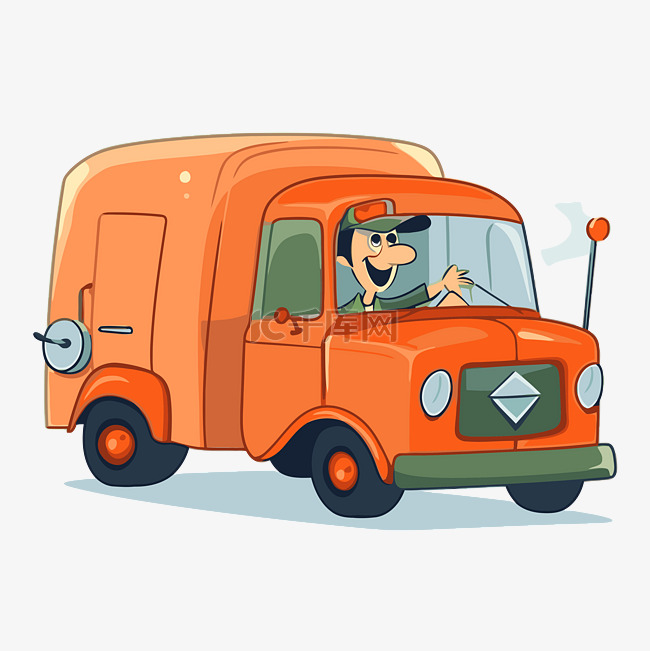 邮递员卡车剪贴画 橙色货车卡通