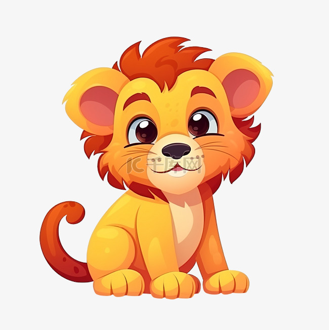 可爱的卡通动物人物剪贴画彩色狮