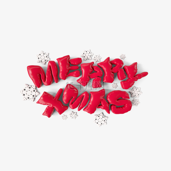 圣诞快乐创意3d质感字体