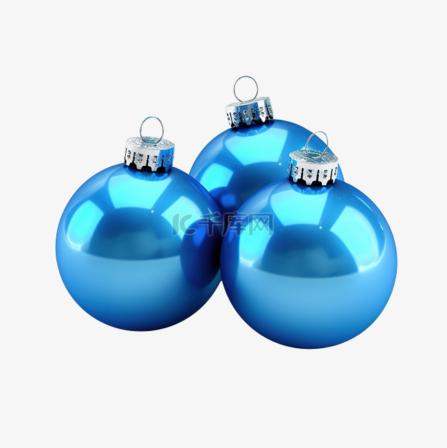 3d圣诞蓝色球树装饰png