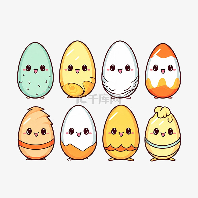 鸡蛋卡通复活节贺卡