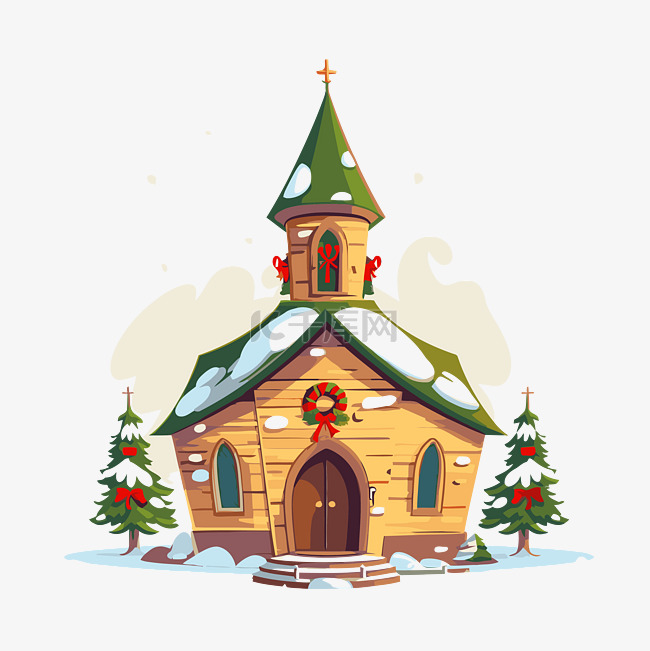 教堂圣诞节剪贴画可爱的冬季教堂