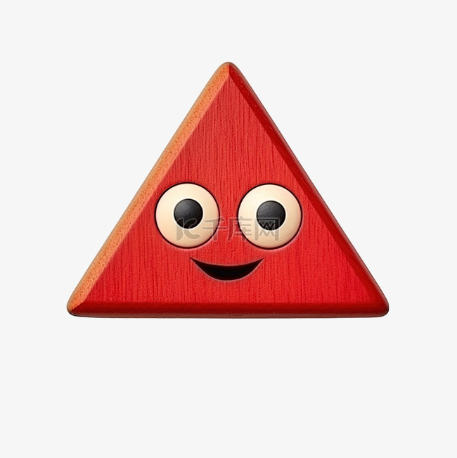 红色卡通三角木按钮