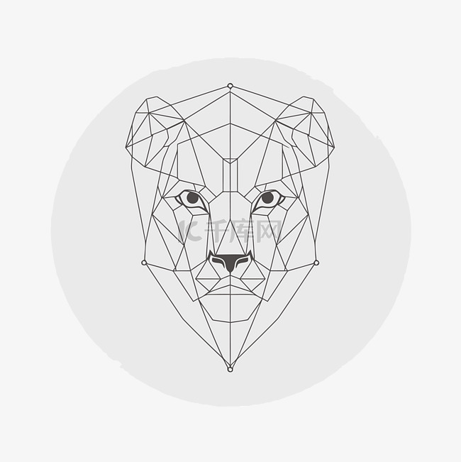 白色几何狮子头的插图 向量