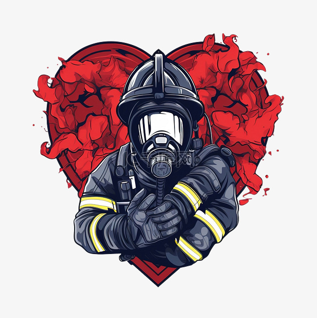 消防员的心 PNG 插图