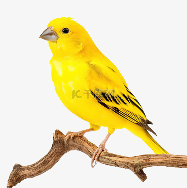 黄色的鸟栖息在树枝上