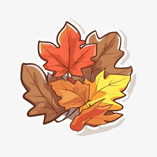 秋天的树叶作为贴纸矢量剪贴画