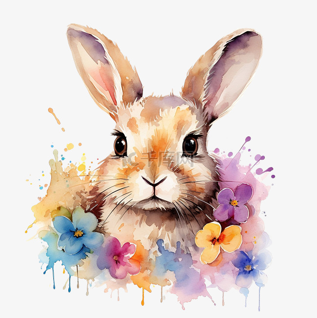 水彩兔子艺术