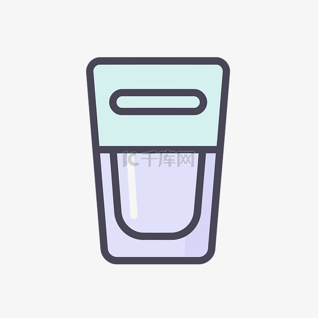 一杯带有小平面图标的水 向量