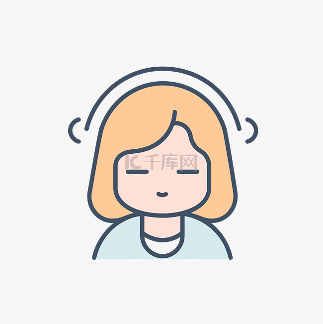 可以通过耳机听到人的声音的女性的线条图标 向量素材图片免费下载-千库网