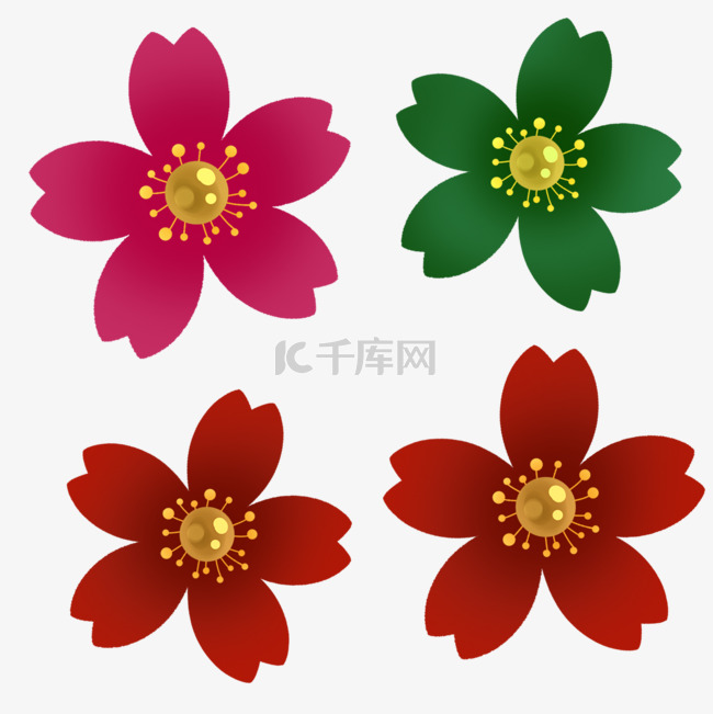 春节农历新年卡通红色花卉剪纸装