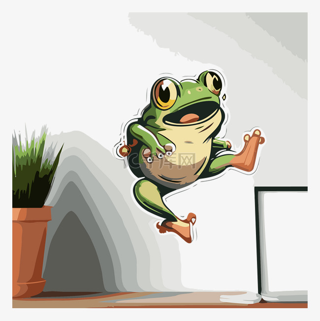 架子上可爱的青蛙墙贴 向量