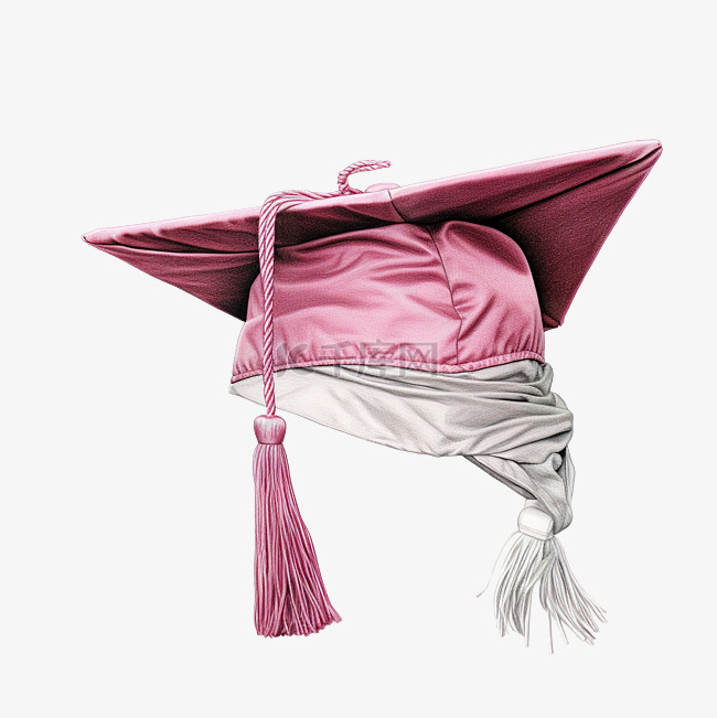 粉色毕业帽粉笔线条艺术