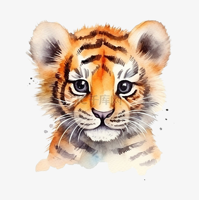 可爱的水彩老虎