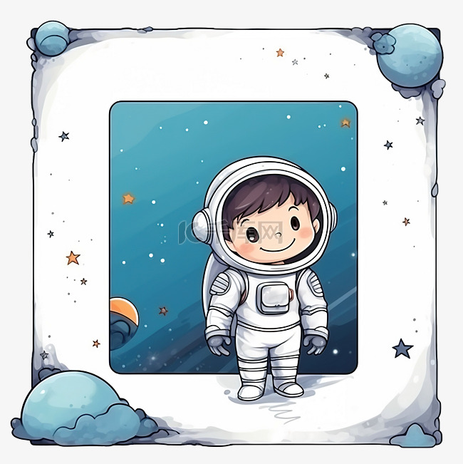 儿童太空主题方形单相框可爱宇航