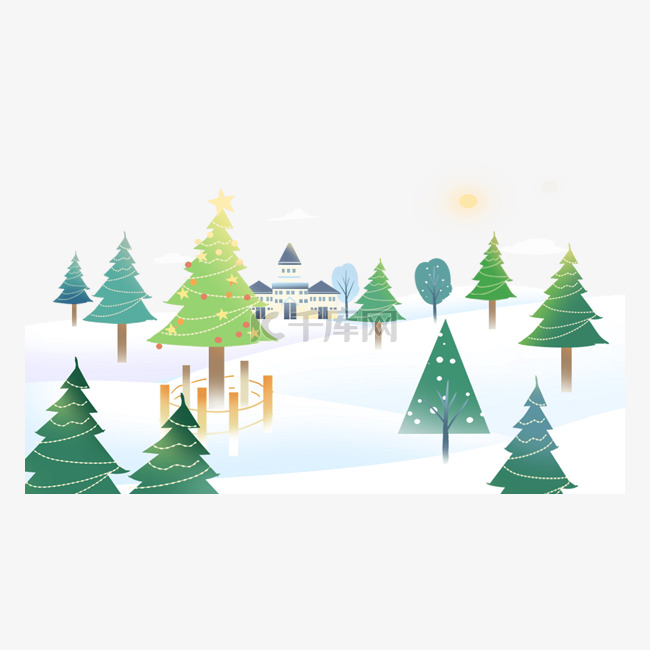 圣诞冬季森林剪贴画城市