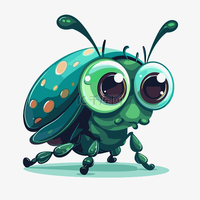 昆虫剪贴画 绿色昆虫 眼睛大眼