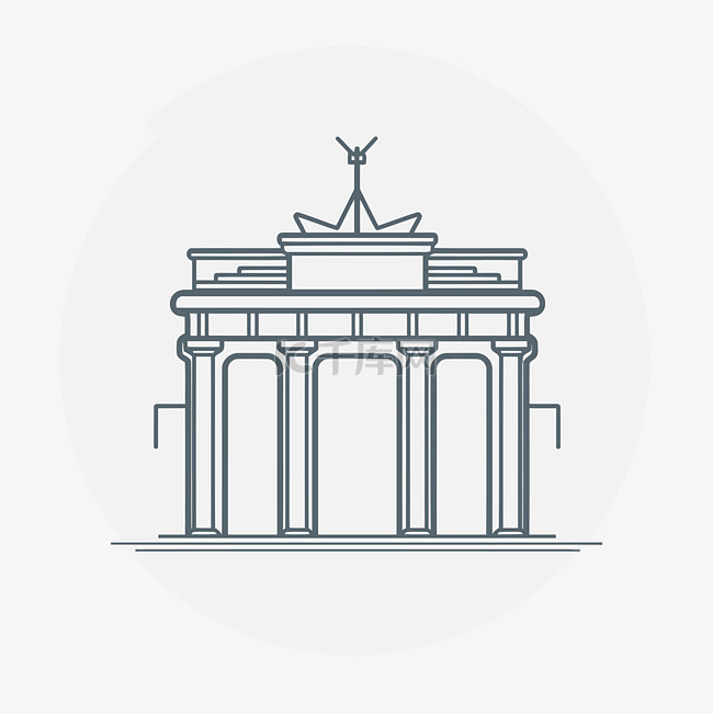 柏林勃兰登堡门的轮廓图标 向量