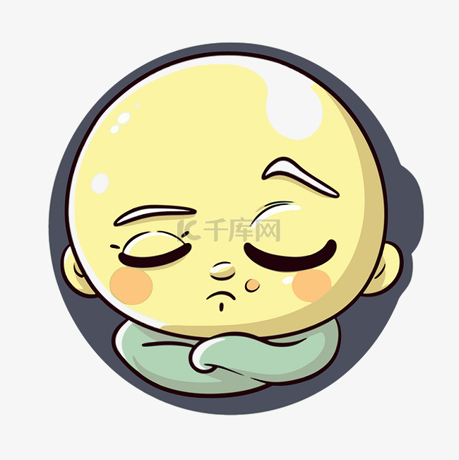 卡通睡着的黄色可爱宝宝的图像 