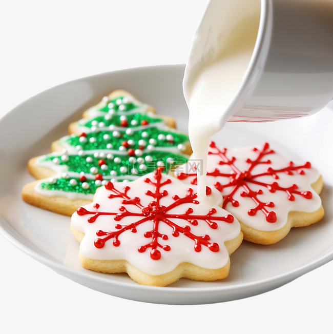 用皇家糖霜和糖粉装饰圣诞糖饼干