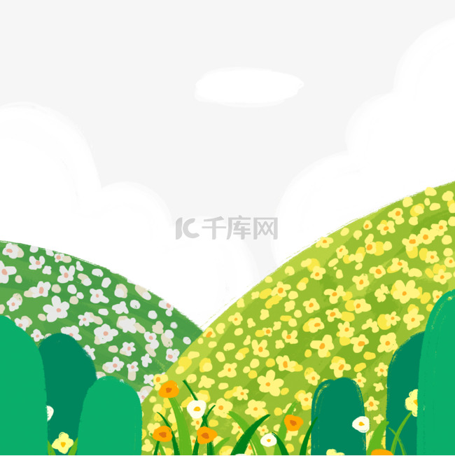 草丛中的黄色小花花丛