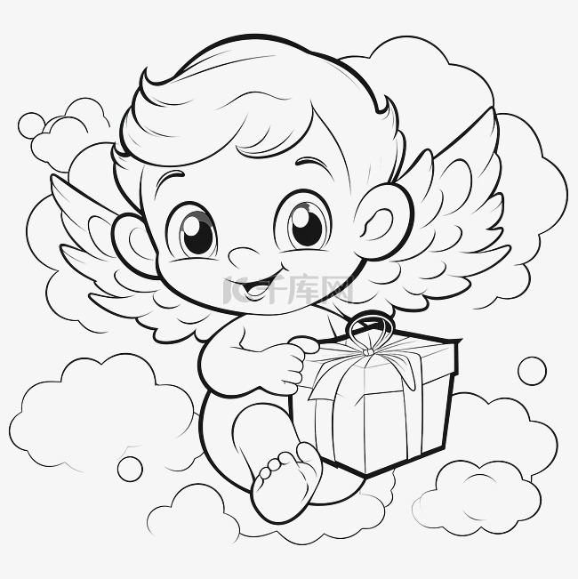 云上勾勒出的可爱丘比特婴儿卡通