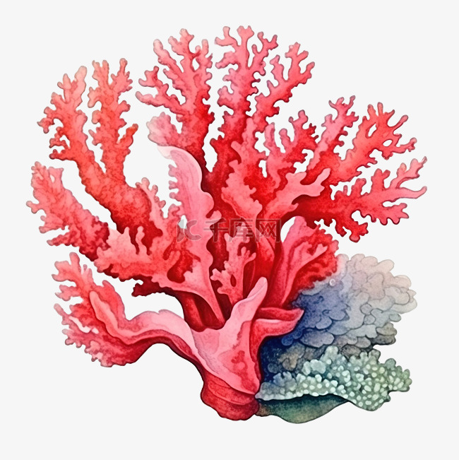 水彩海珊瑚