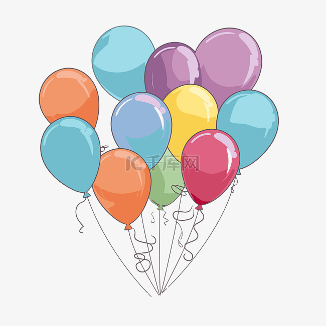 气球剪贴画 彩色气球以多种颜色