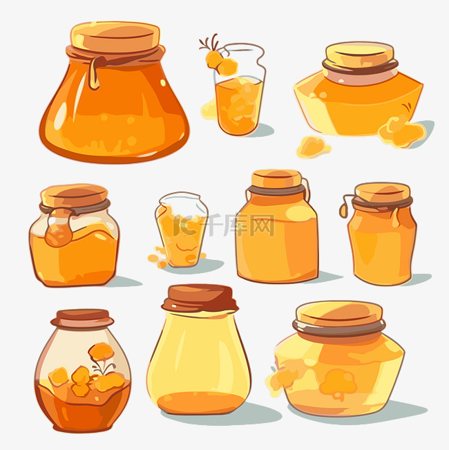 蜂蜜罐剪贴画卡通绘画风格的各种