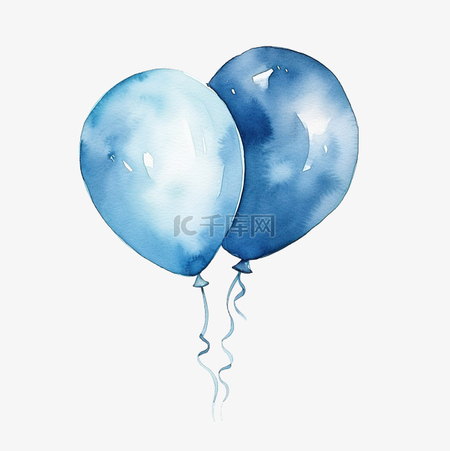 蓝色水彩生日气球