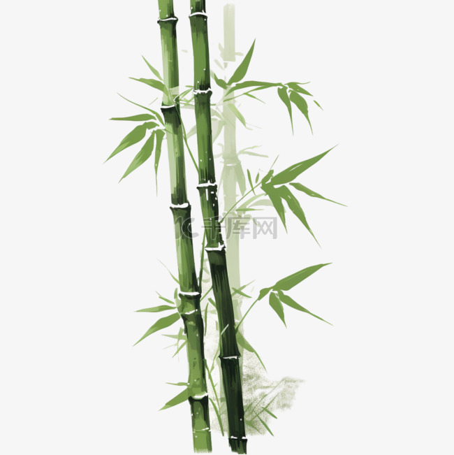 创意绿色竹子元素立体免抠图案