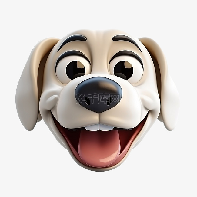 3d 狗表情符号伸出舌头