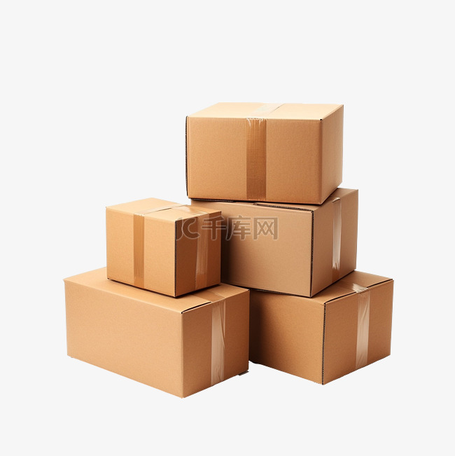 纸板棕色盒子购物交付和移动概念