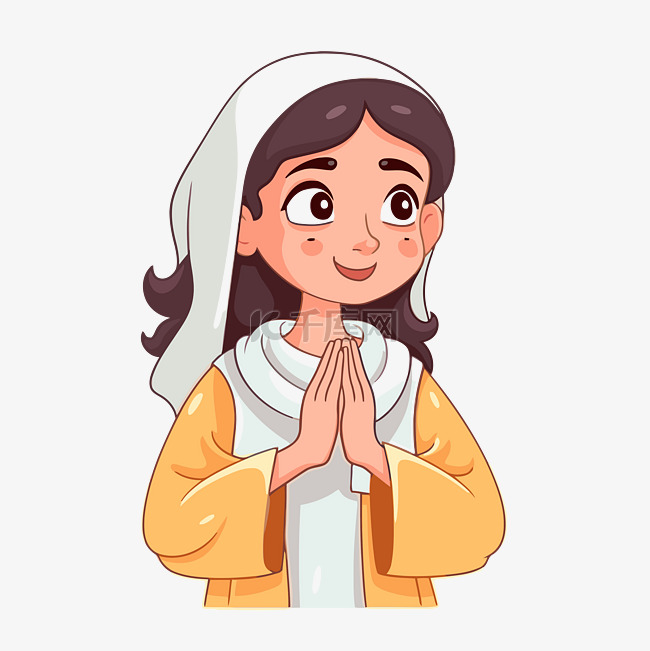信仰剪贴画卡通女孩伸出双手祈祷