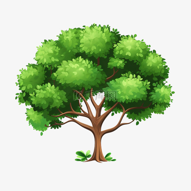 绿树扁平物体png
