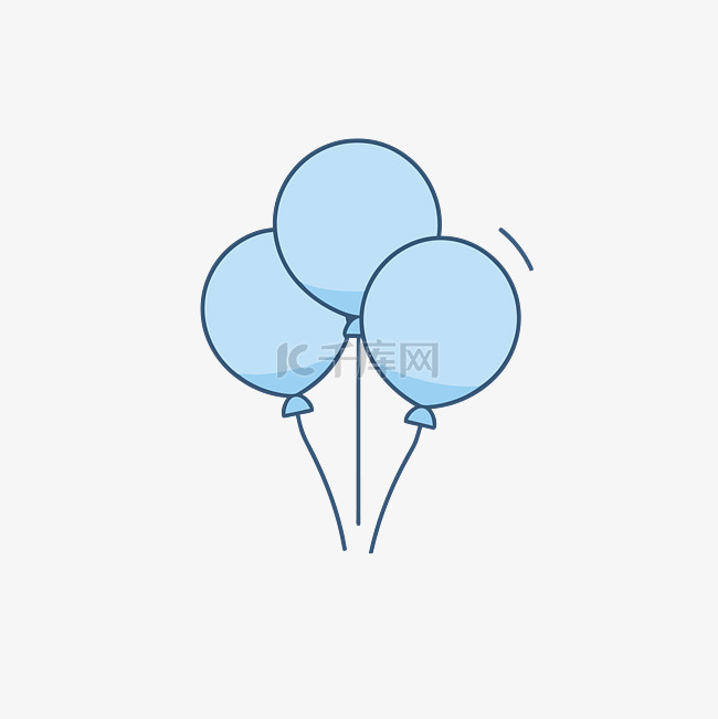 蓝色气球平面插画 向量