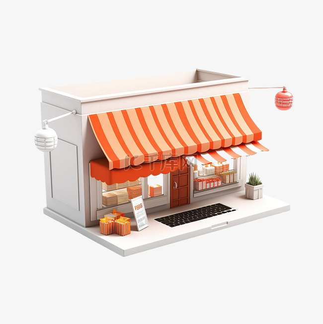 电子商务流行消息商店 3d 插图