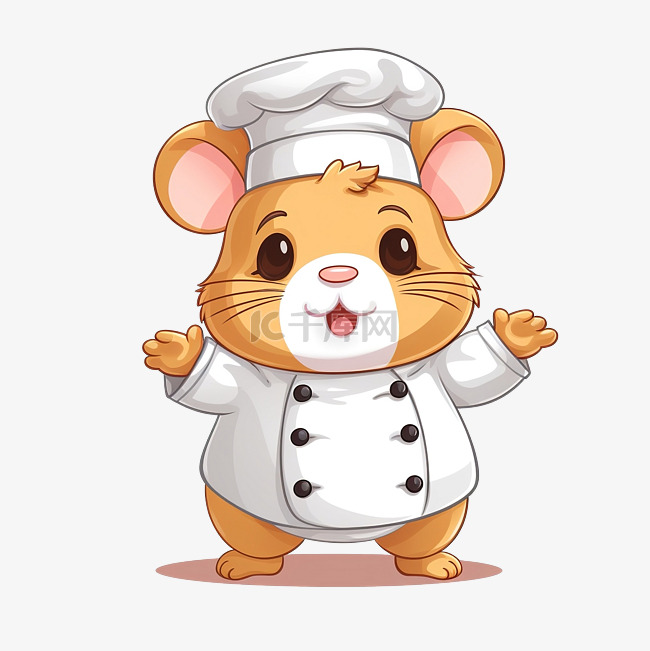 可爱的仓鼠厨师卡通风格