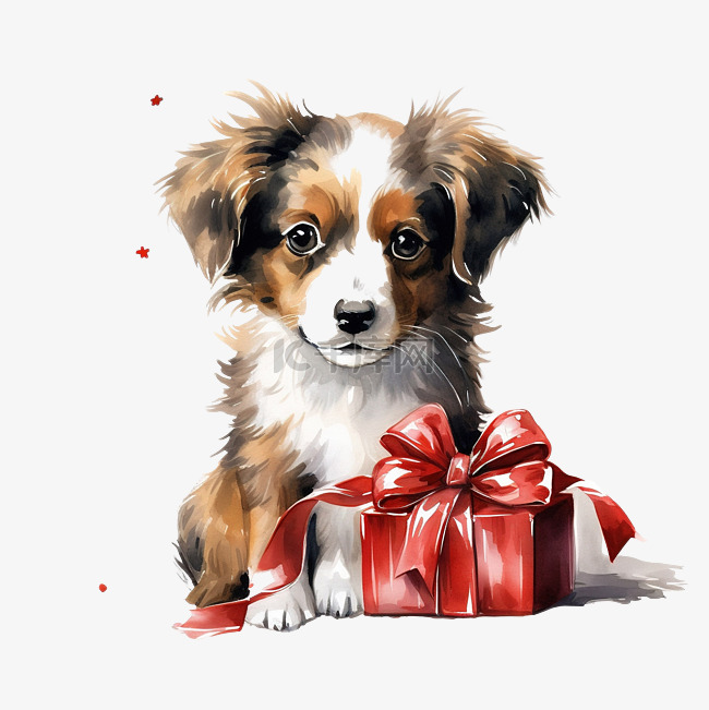 可爱的小狗寻找圣诞礼物