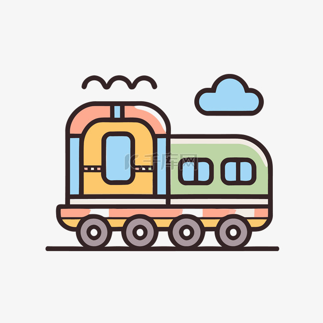 彩色卡通背景的火车图标 向量