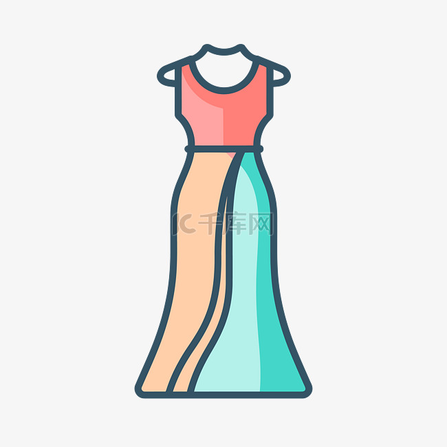 人体模型上带有裙子的彩色线条图