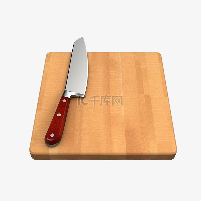 3d 木制砧板和刀