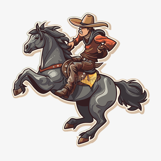 骑马穿越乡村骑手的牛仔背景贴纸