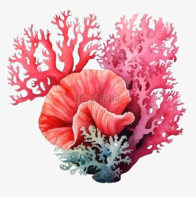 水彩海珊瑚