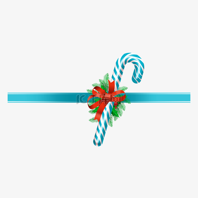 圣诞节拐杖糖与丝带