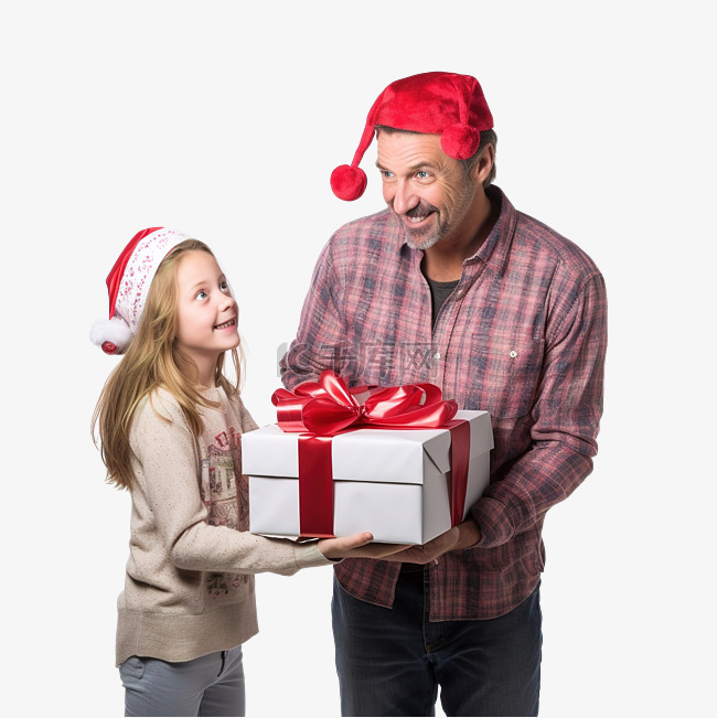圣诞节概念 爸爸和女儿在圣诞节
