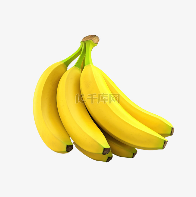 香蕉束孤立3D渲染图