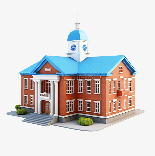 school Building education 3d 插图