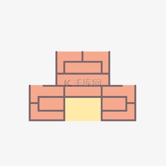 砖块建筑图标是简单的线条风格 