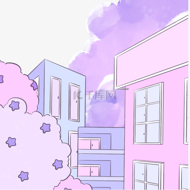 紫色楼房漫画房屋